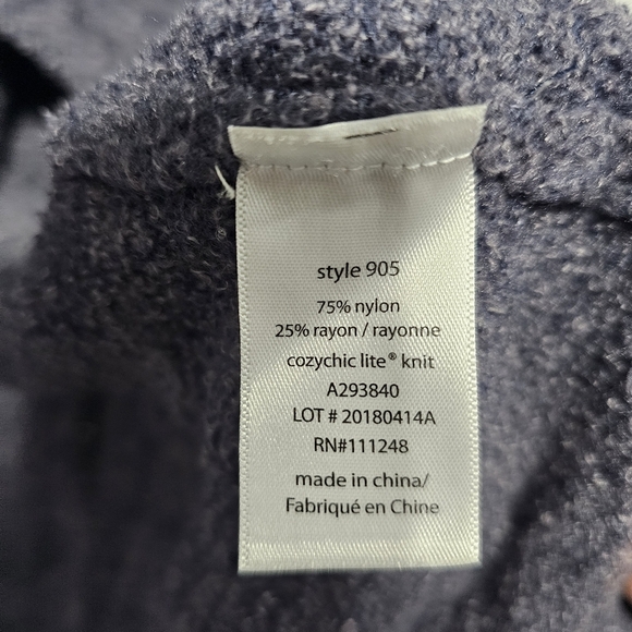 Barefoot Dreams CozyChic Lite Resort Cardigan in Heathered‎ Indigo Pacific Blue - Picture 6 of 8